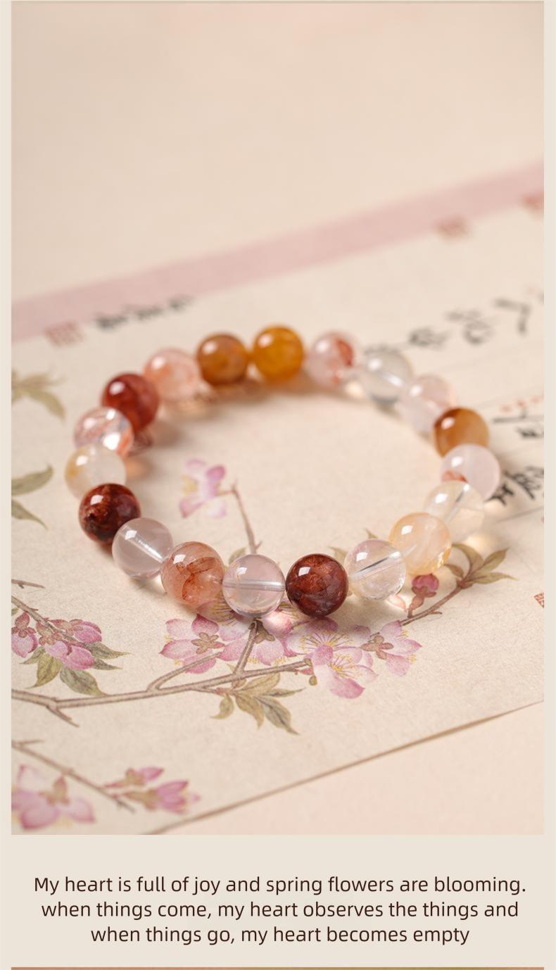 [Vast Fortune] crystal bracelet, flower agate, unisex, daily wear gift, 10mm beads natural stone, great success peace inner calm symbol