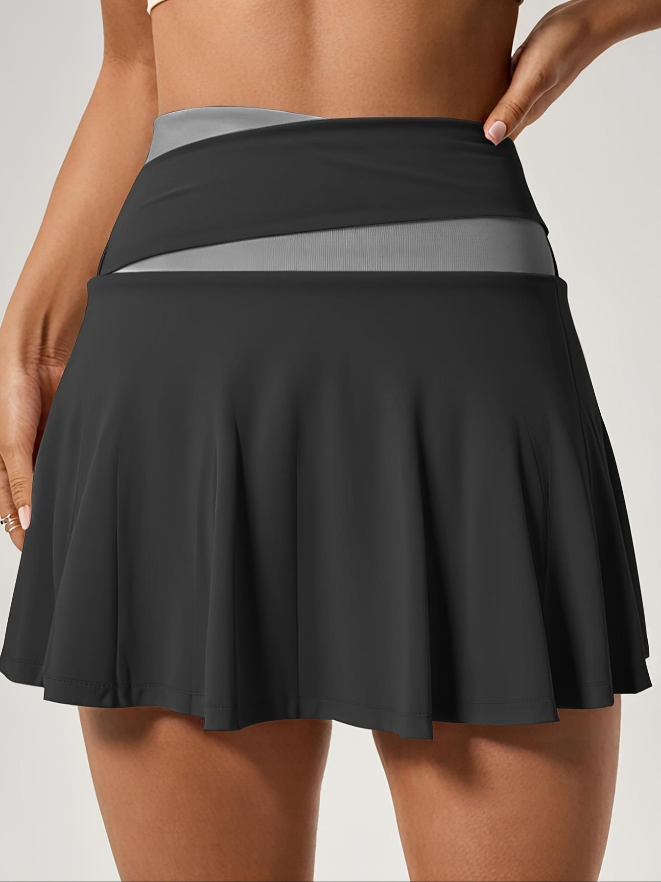 Women's High Waist Sporty Colorblock Skirt Shorts Set, Sports Skort, Slim-Fit Tennis Golf Fitness Multifunctional, All Season Wear Women's High Waist Sporty Colorblock Skirt Shorts Set, Sports Skort, Slim-Fit Tennis Golf Fitness Multifunctional, All Season Wear
