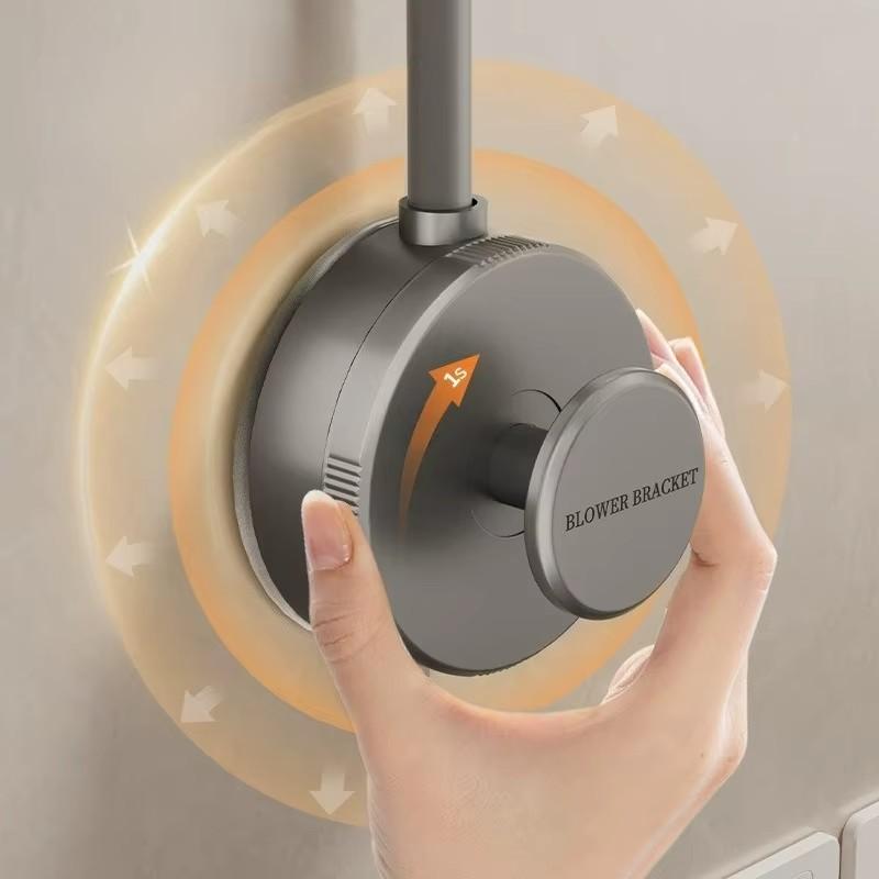 Wall-Mounted Hair Dryer Stand, 360° Adjustable Hose, Strong Suction Cup, Mirror & Tile Holder, No Drilling Required, Storage Rack