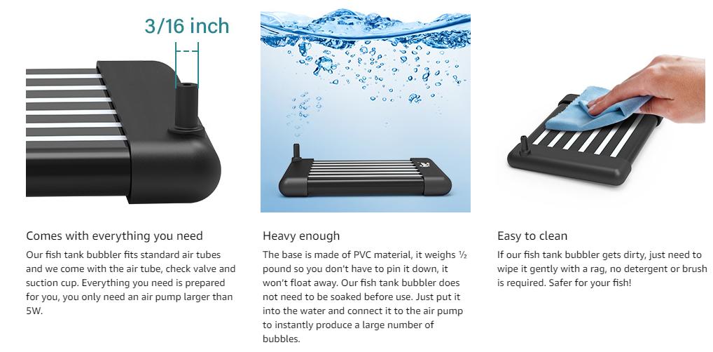 hygger aquarium bubble tube Non-Clogging Fish Tank Bubbler, Aquarium Air Stone with Special EVA Material, Air Bubbler for Nano Air Pump Fish Tank Small Bucket and Hydroponics