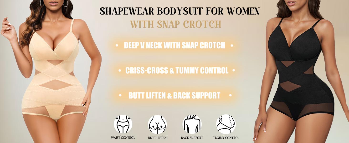 Avidlove Shapewear Bodysuit for Women Body Shaper Tummy Shapewear Plus Size Body Suits with V Neck Adjustable Spaghetti Strap & X Cross Design Avidlove Shapewear Bodysuit for Women Body Shaper Tummy Shapewear Plus Size Body Suits with V Neck Adjustable Spaghetti Strap & X Cross Design