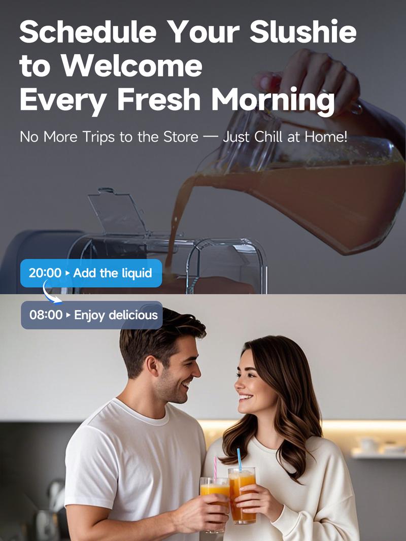 [Valentine's Day Gift] All in one slushie machine. No need to add ice, it can make various icy and refreshing treats.With 6 preset programs.such as chilled tequila, iced coffee, creamy ice cream, and silky milkshakes.