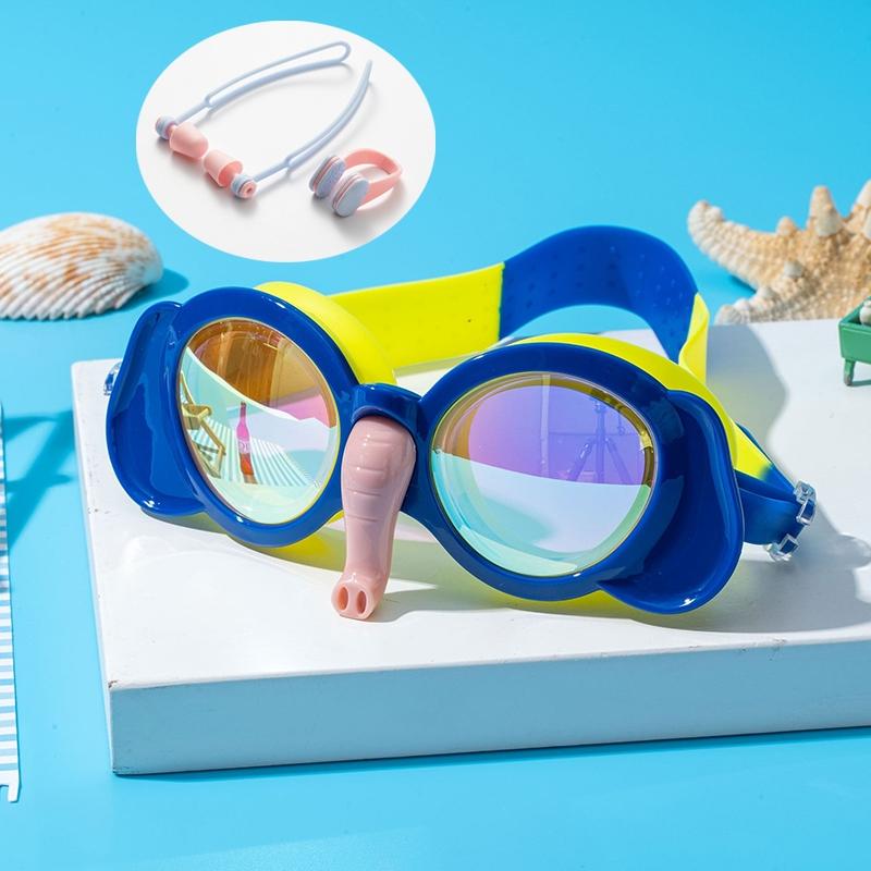 Swimming Goggles with Nose Clip & Earplugs, Waterproof Anti-fog HD Swimming Goggles, Swimming Equipment for Pool Beach Summer