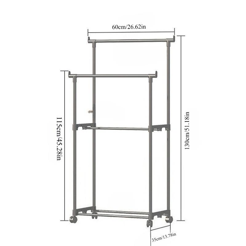 1 double pole simple multifunctional household floor Laundry drying rack, clothes drying pole assembly, clothes drying storage rack, clothes hanging rack storage rack with storage layer rack, drying and storage 2-in-1 Shelf Single Layer Rack