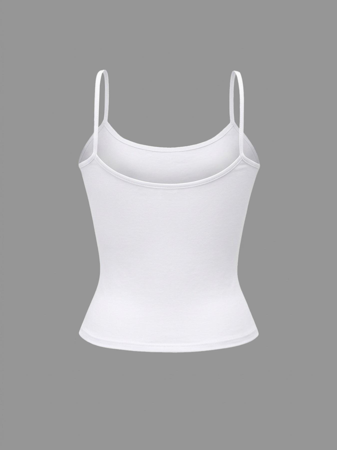 Simple Basic Casual Thin Strap Breathable Tank Top, Slimming Waist Design, Daily Commute Versatile Short Shirt, Essential Everyday Wear