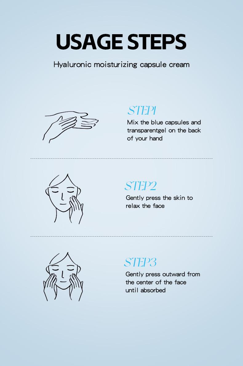 Hyaluronic Acid Moisturizing Blue Capsule Face Cream, Deep Hydration, Brightening, Smooths Dry Skin, Ideal Gift for Mother's Day