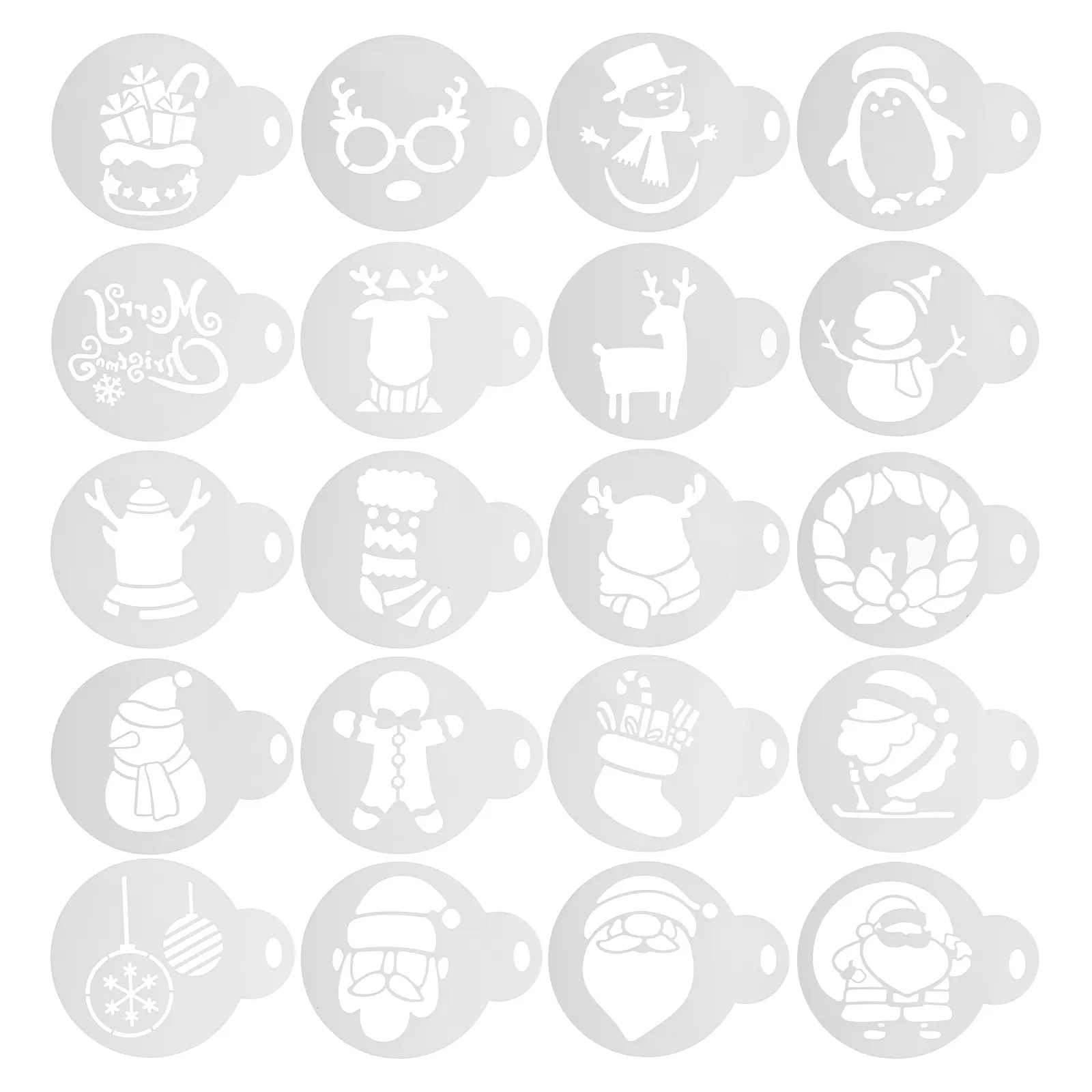 20Pcs Hollow Coffee Stencils Christmas Themed Reindeer Painting Templates DIY Craft Stencils