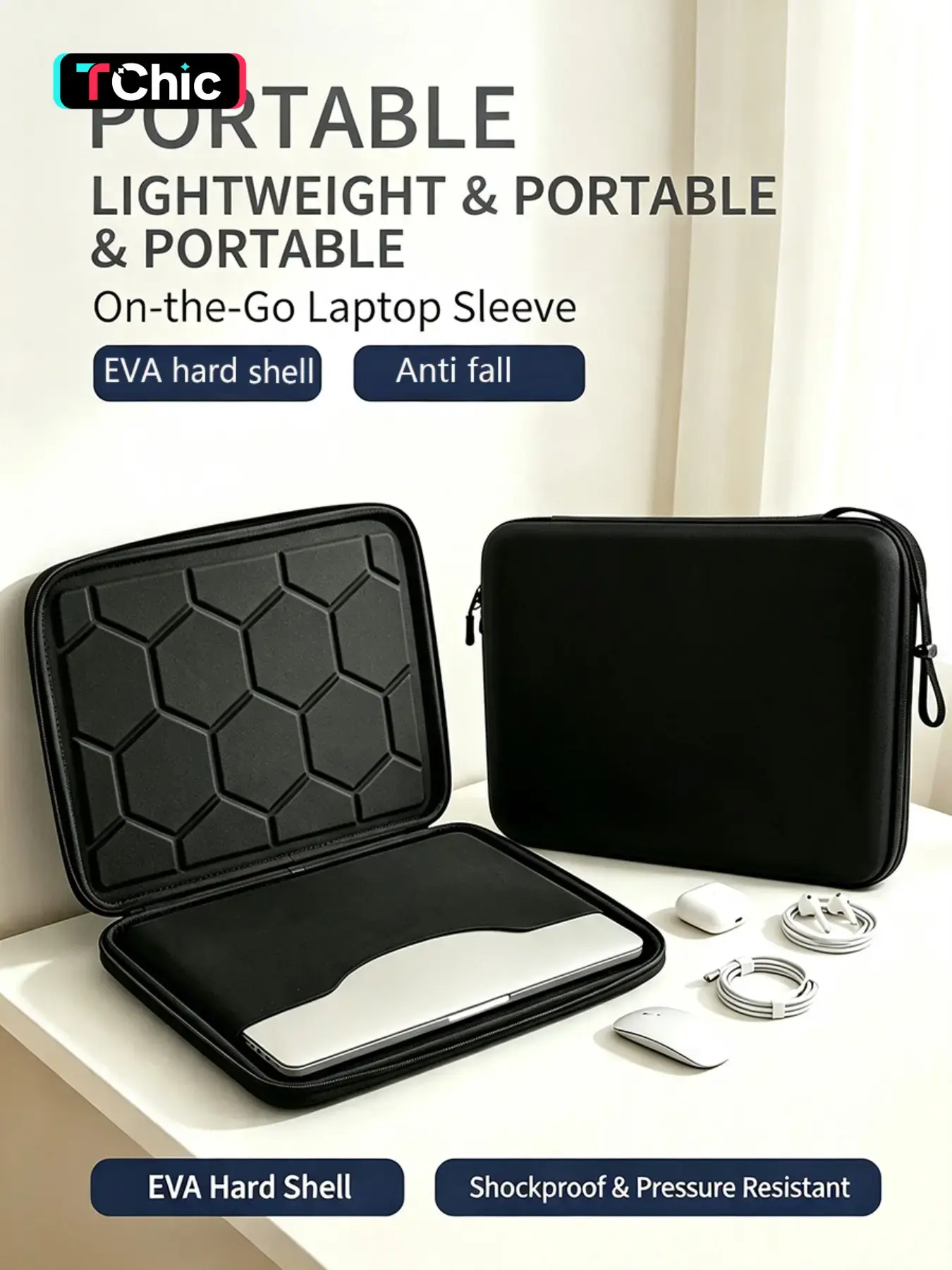 Honeycomb Shockproof Laptop Case, 13-14 Inch Anti-Drop Hard Shell, Zipper Handle Portable Waterproof, Essential for Commute and Business Trips