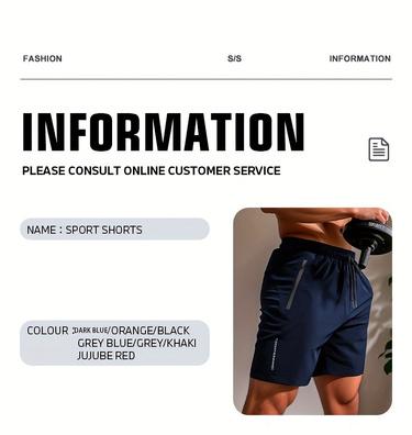 Men's Quick Drying Breathable Shorts with Reflective Letters Logo Regular Fit Casual Comfy Polyester Drawstring Waist Zipper Closure Pockets for Summer Sports & Daily Wear Please refer to the size chart before purchasing mens  gym  shorts sport yoga short