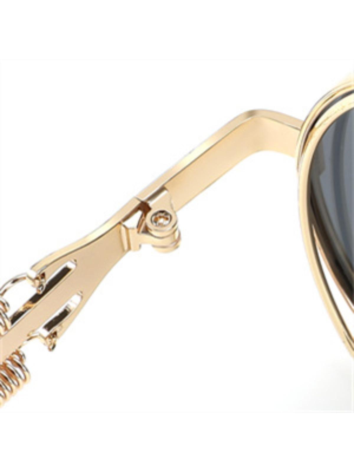 FEISEDY Sunglasses Mens Women Retro Steampunk Round Sunglasses Metal Frame Fishing Driving Hippie Glasses B2351