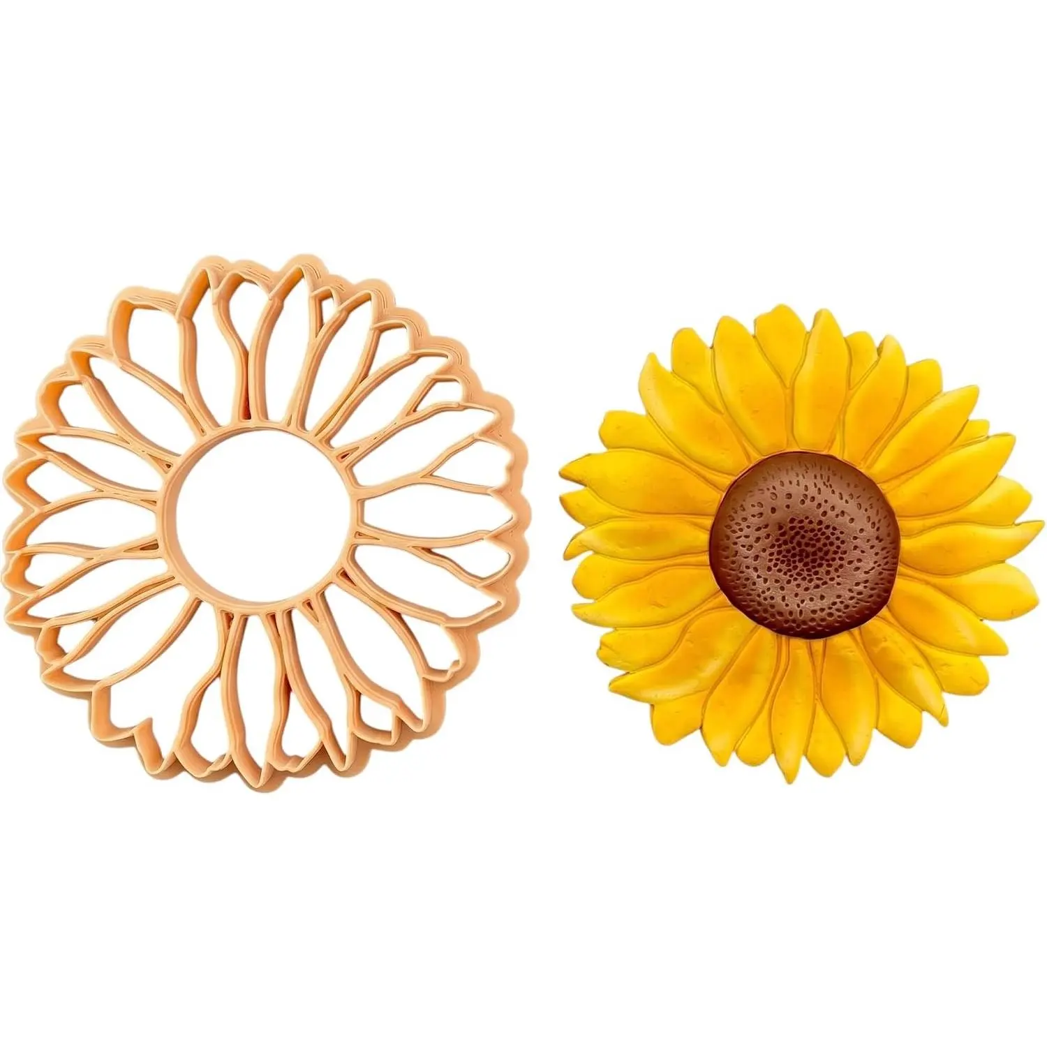Sunflower Trinket Dish Cutter for Polymer Clay, 4 inch Length, Embossed Polymer Clay Cutters with Sharp Edge