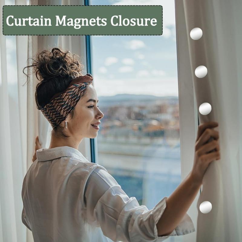 8 pairs Magnetic Curtain Clips, Light Blocking Curtain Magnets to Keep Curtains Closed, for Bedroom Home Office Draperies