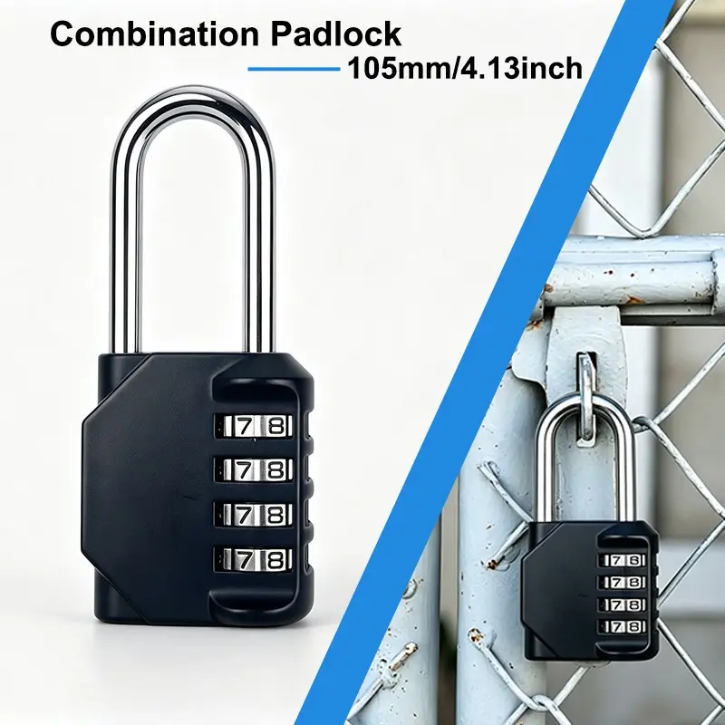 1-PCS Rectangular Combination Padlocks – Black, 4-Digit Code – Suitable for Indoor/Outdoor Use (Lockers, Backpacks, Warehouses, Cabinets, Toolboxes, etc.) – Reliable Security – Zinc Alloy – Durable – Anti-Theft Lock
