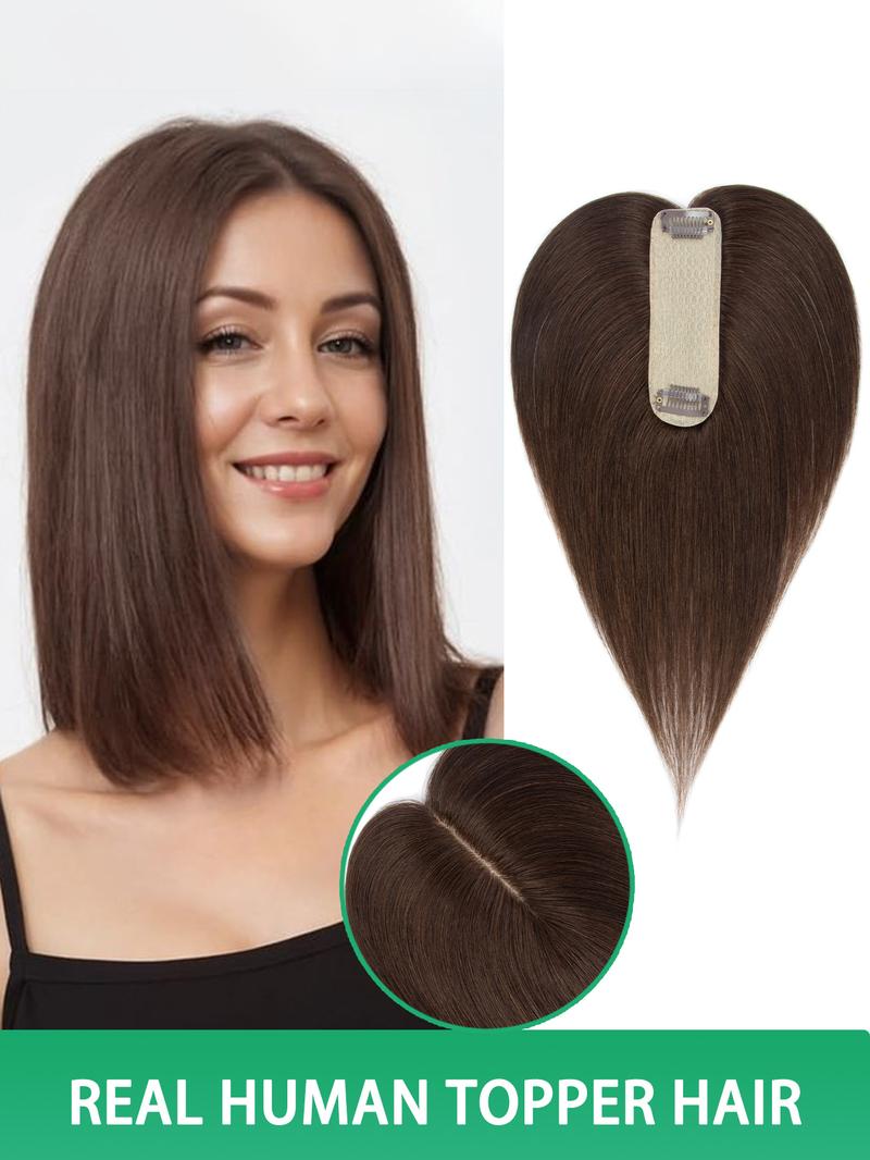 No Bangs Topper Human Hair Extension Sheets, 4x13 Invisible Breathable Inner Net, Options, Human Hair Straight, Natural Look, Comfortable Fit