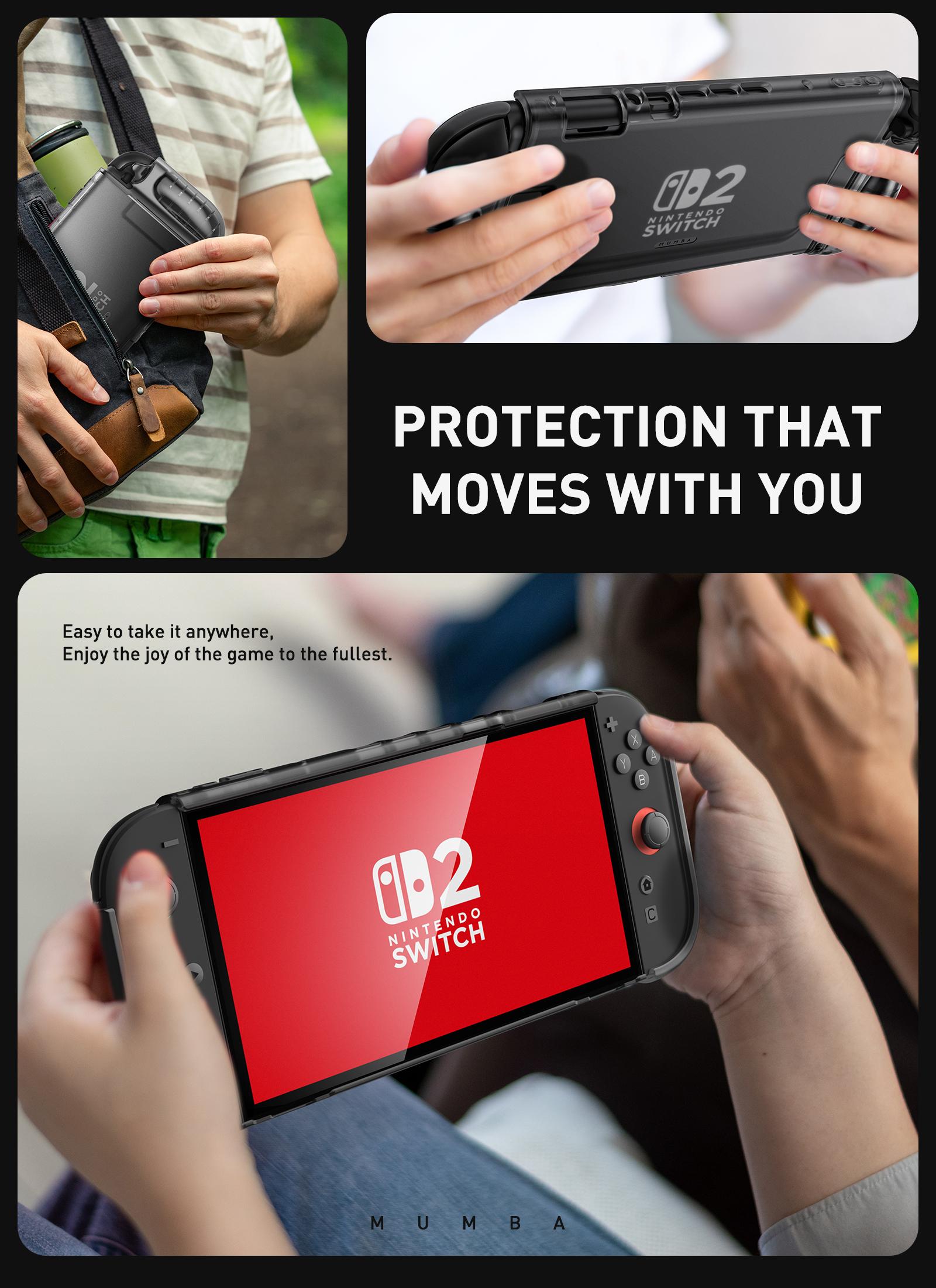 Mumba Clear Case for Nintendo Switch 2 2025, Crystal Protective Clear Cover with Quick-Release Joy-Con Design and TPU Grip Compatible with New Nintendo Switch 2 7.9 Inch Console Portable Gaming Products SSwitch 2 Protection