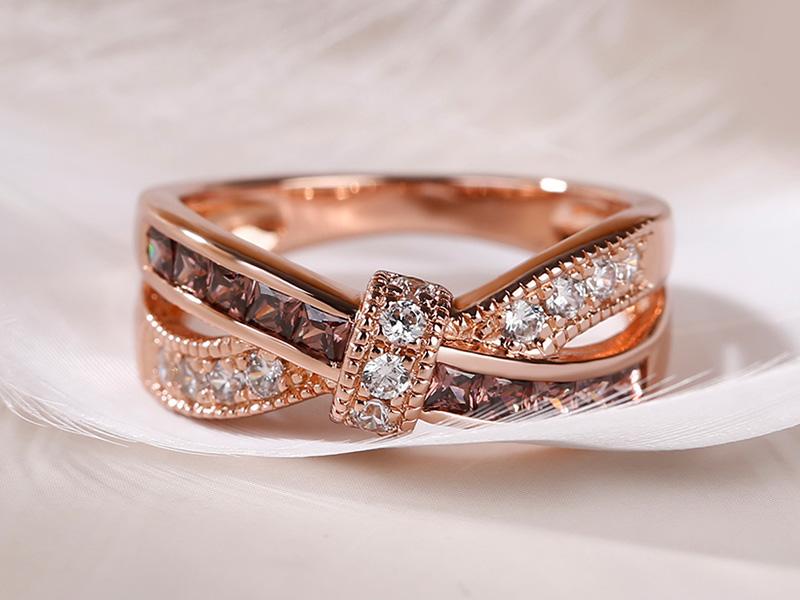 Jeulia Crossover Sterling Silver Women's Band Fashion Anniversary Promise Engagement Ring for Women With Gift Jewelry Box wedding set Sterling Silver Zircon