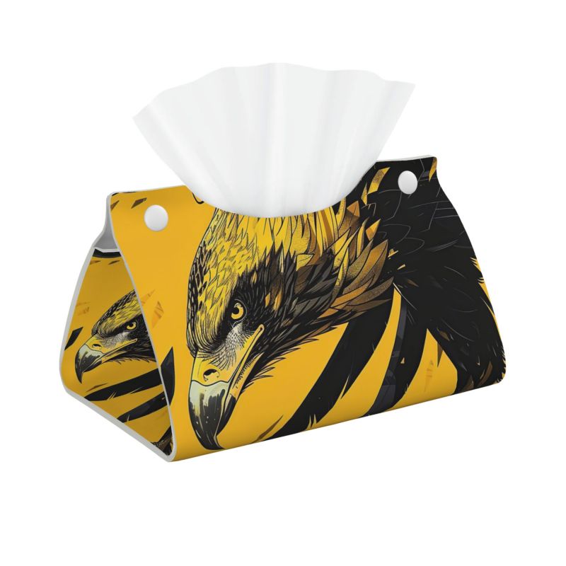 1pcs Yellow Eagle PU leather tissue box cover, rectangular tissue box cover, tissue box holder, imitation leather rectangular tissue box cover, bathroom tissue holder, car tissue holder for bathroom, car, bedroom, hotel, office