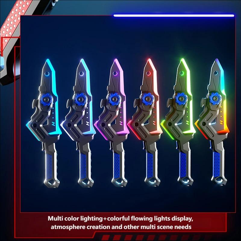 In Stock 2 in 1 Cyberpunk Sword Axe Lightsaber Toy with Sound & Fog, Eight-Color Streaming Light Effect, Type-C Rechargeable for Rave, Cosplay & Display Perfect Easter Gift