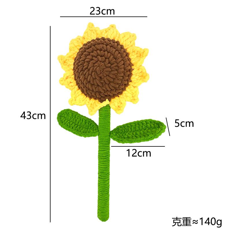 Handwoven sunflower head bouquet potted pen holder, simulated bouquet, preserved flower decoration