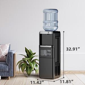 Antarctic Star 3-in-1 Hot and Cold Water Cooler Chiller System Dispenser with Built-in Ice Maker, for 3 to 5 Gallon Bottle Water Dispenser，with Child Safety Lock，Black