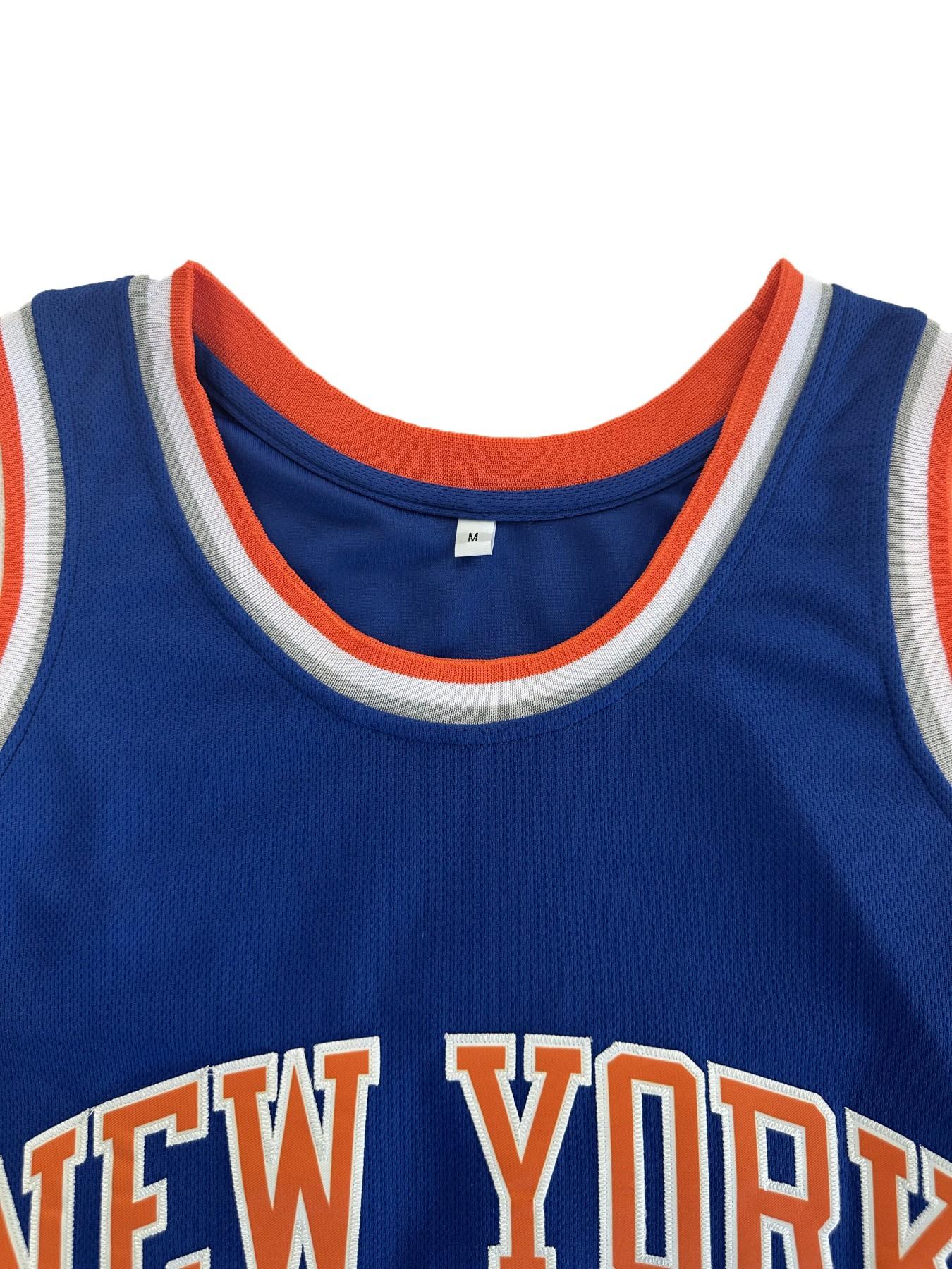 New York Knicks 33 Blue/White Basketball Jersey, Embroidered Sportswear, Quick-Dry Men's Outdoor Sports Shirt, Casual Loose Fit