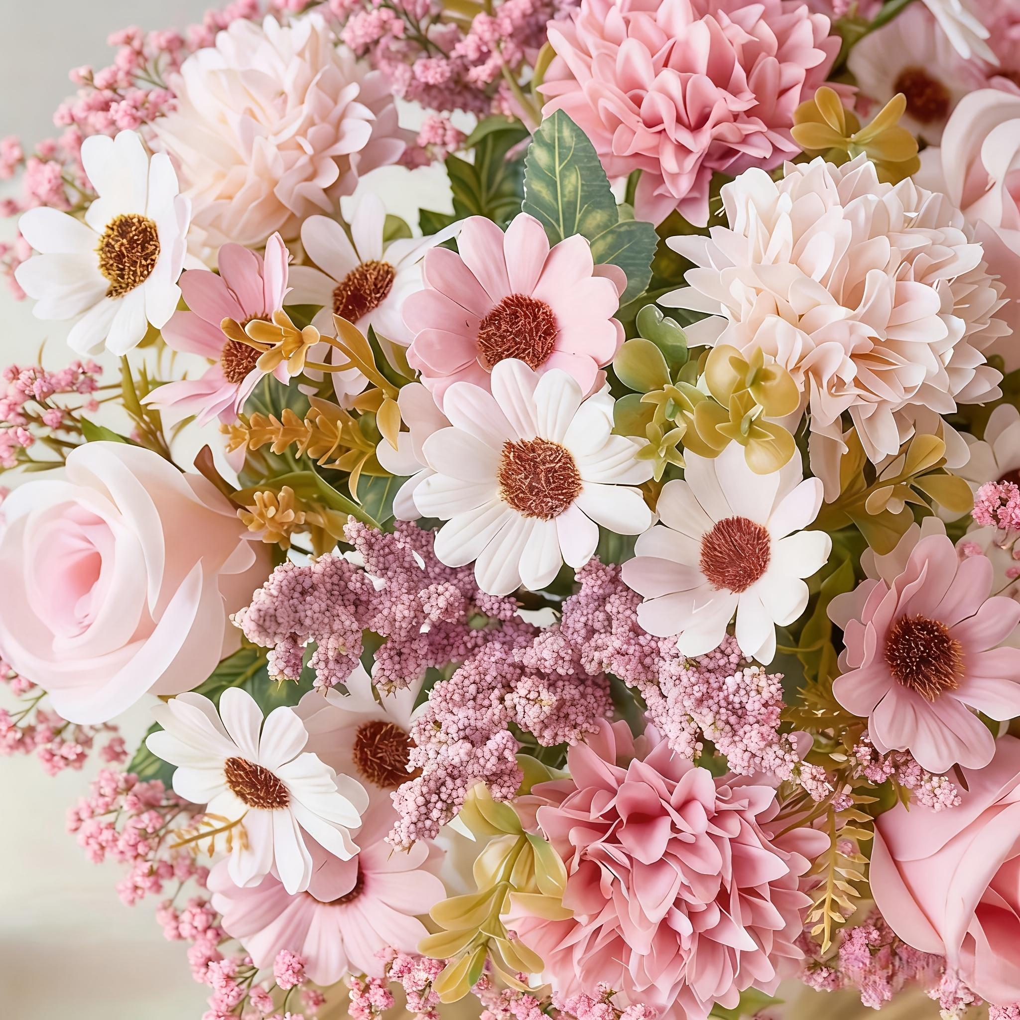 Artificial Peony Bouquet including buds Full-size bouquet, suitable for weddings, birthdays, anniversaries, Valentine's Day/Mother's Day, plastic peony table decoration, no maintenance required