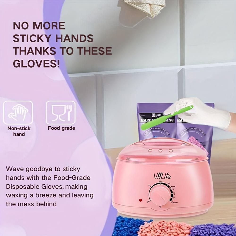 Viilife 6-Piece Hair Removal Wax Set Pink Wax Ball for Face Eyebrows Body Brazilian Lines 43 Accessories Home Salon Grade Hot Melt Wax Set - Cosmetic