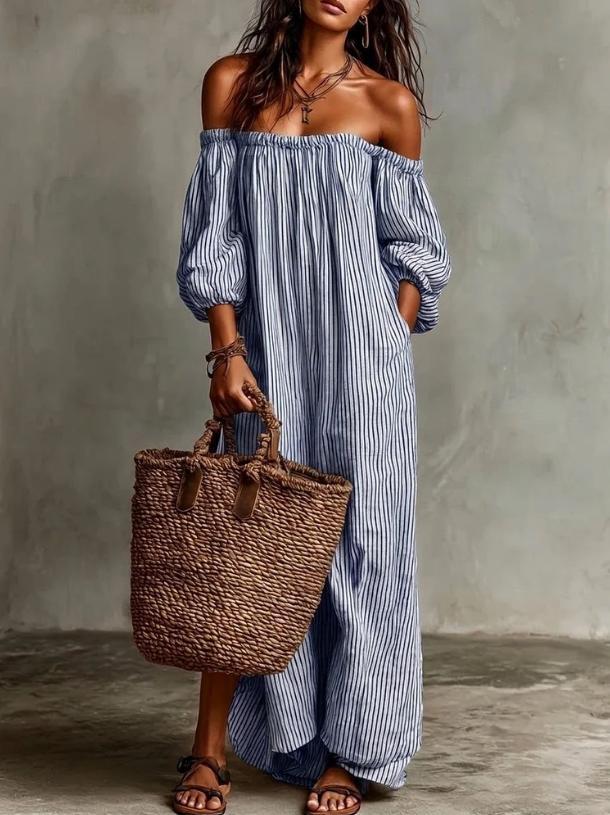 2026 Summer New Arrival: Elegant, Casual, Loose-Fit Striped Dress 2026 Summer New Arrival: Elegant, Casual, Loose-Fit Striped Dress