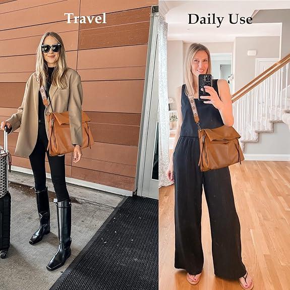 Large Hobo Crossbody Bags for Women Vegan Leather Handbags Tote Purse Shoulder Bag Women's Handle Bags with Wide Strap fashionable Women's Large