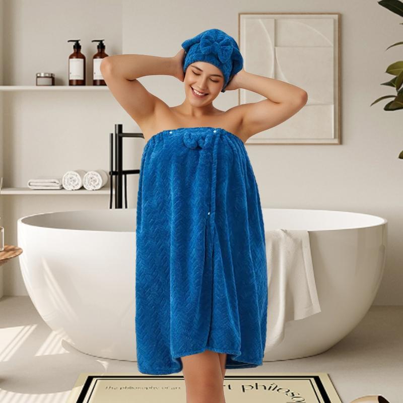 Plus Size Bath Skirt & Shower Cap Set, 2 Counts/set Adjustable Bath Skirt & Shower Cap, Thickened Bath Skirt, Ideal for Home Use, Travel, Sauna, and Spa, Womenswear