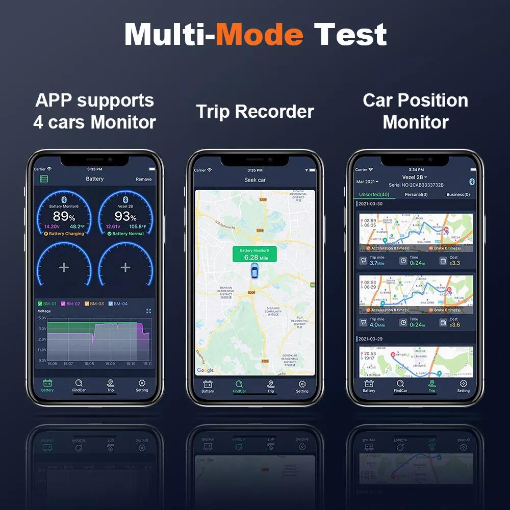 ANCEL BM200 12V Car Battery Tester, Automotive Battery Monitor Analyzer Bluetooth IP67 Waterproof, Auto Battery Diagnostic Cranking Charging Test Suit for 12V Battery, Car, Motorcycle, RV, Truck, Boat Vehicle