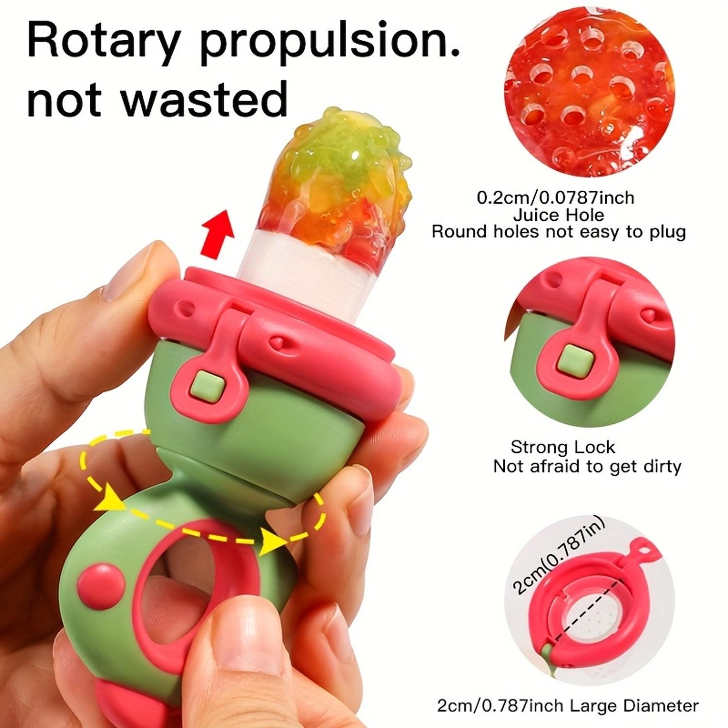 Dinosaur Theme Silicone Baby Juice Feeder, Rotating Push Type, Food Grade Material, Suitable for Toddlers, Leak-Proof Fruit & Meal Dispenser