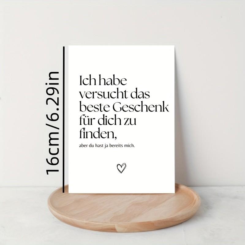 5 Funny German Love Cards, Romantic Humorous Anniversary Card, Unique Birthday Gift for Him/her, Minimalist Design, Perfect for Partners