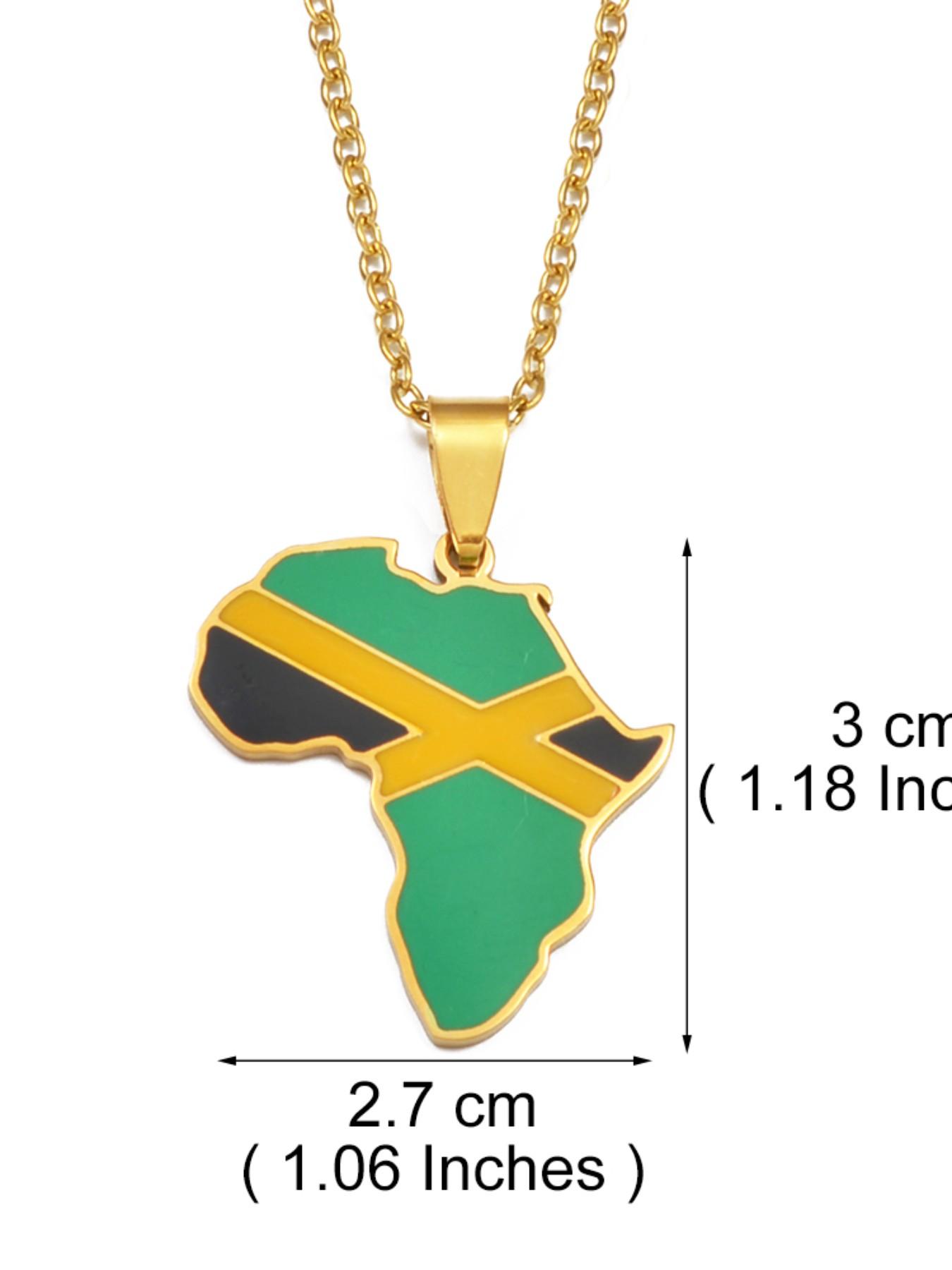 Africa Map With Jamaica Haiti Puerto Rico PR Flag Pendant Necklaces For Women Jewelry