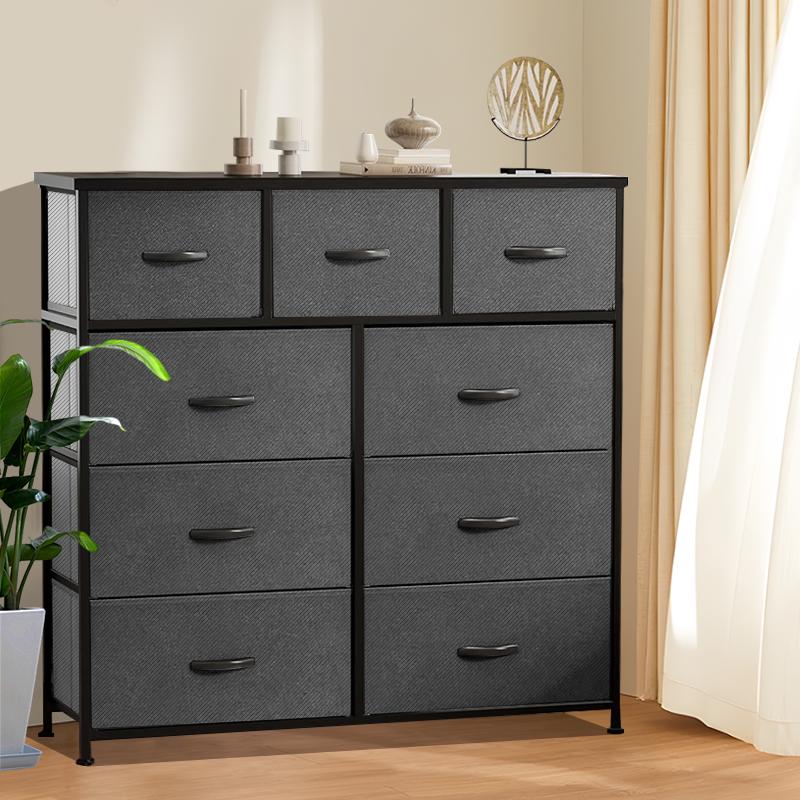 9 Drawer Dresser for Bedroom, Fabric Tall Dressers & Chests of Drawers, Organizer Storage Tower for Bedroom, Living Room, Hallway, Closet, Girls, Bedroom Furniture, Dresser Cabinet, Storage Shelf