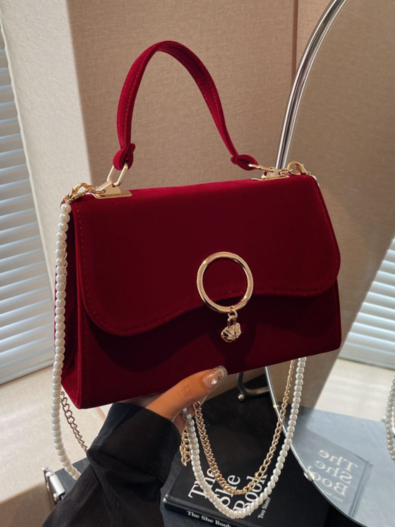 French Style New Vintage Sweet Wine Heart Handbag for Women, Trendy Fashion Accessory, Perfect for Daily Use and Special Occasions