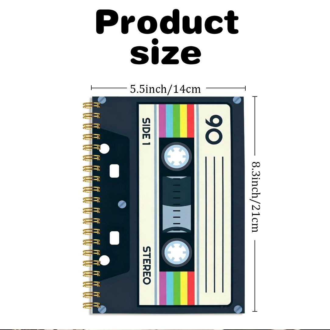 1 book, 5.5x8.3 inches, vintage cassette tape design spiral notebook, vintage music art cover, suitable for music lovers, office supplies and study notes, high-quality paper, sturdy cover, creative professional journal