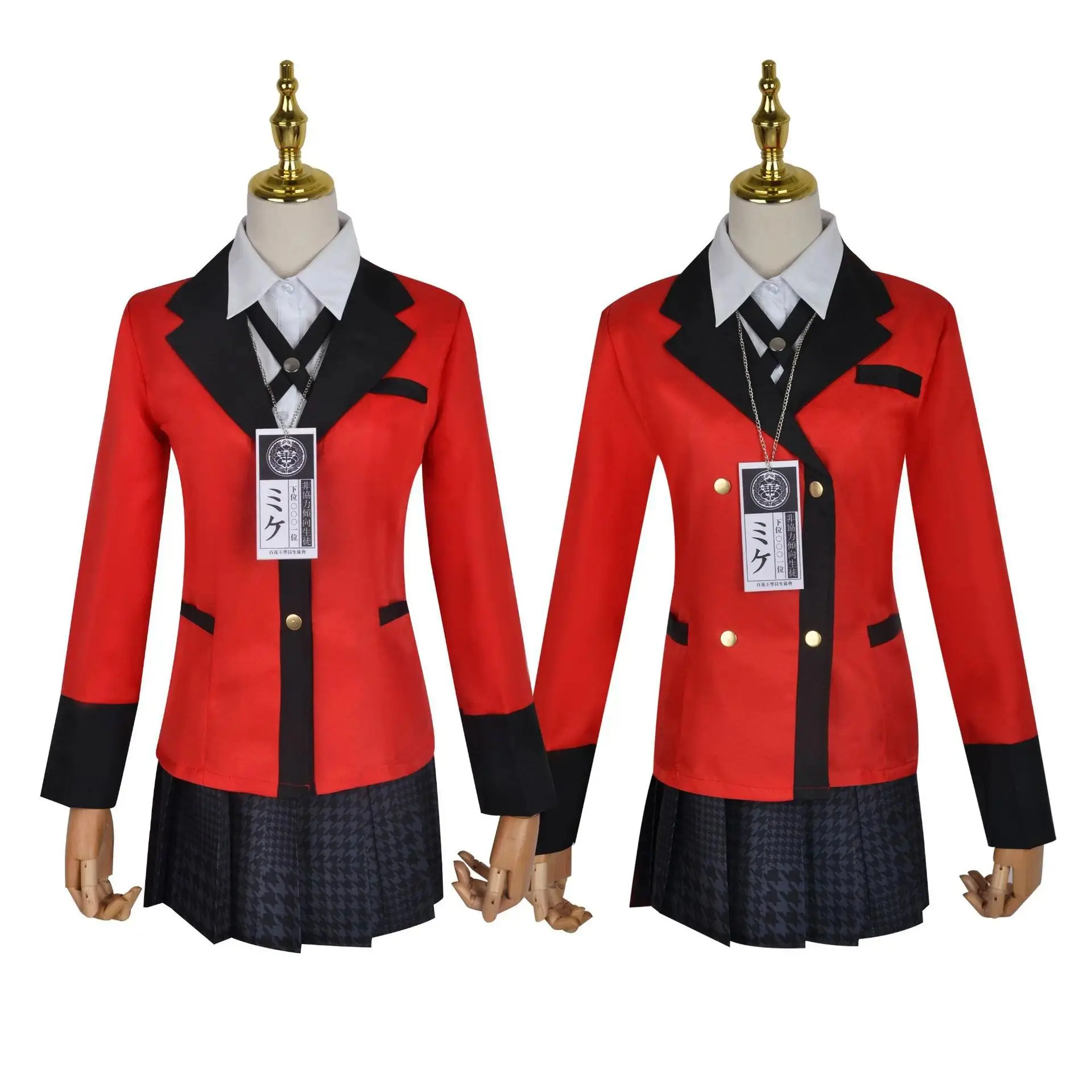 Jabami Yumeko Kakegurui Cosplay Costume for Women, Compulsive Gambler Japanese School Uniform with Pleated Skirt for Halloween, Accessories