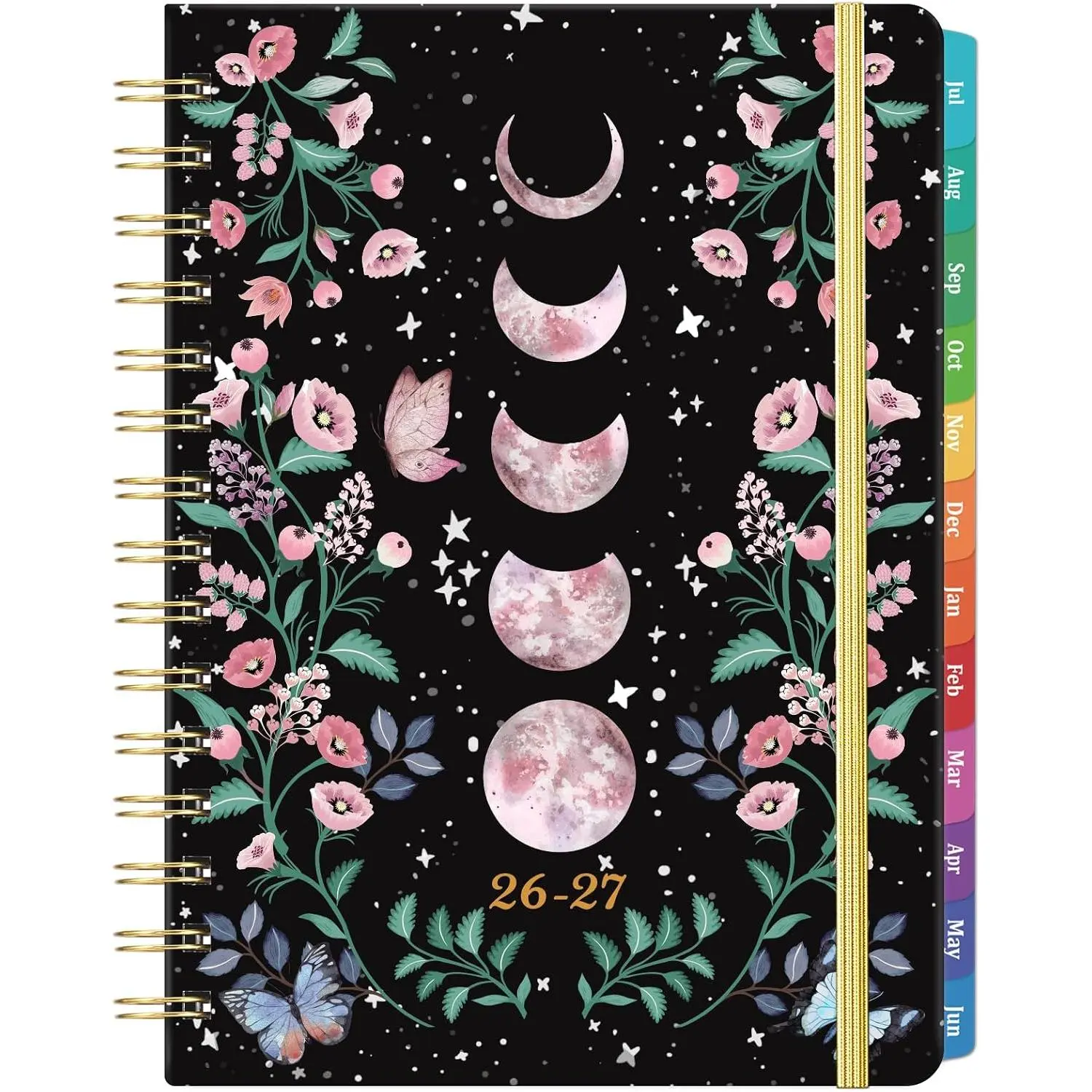 Planner 2026-2027 - Planner Weekly & Monthly Jul 2026 - Jun 2027, 6.3"x8.4" | Planners 2026-2027 with Tabs  Pocket + Thick Paper + -Wire Binding - Moon