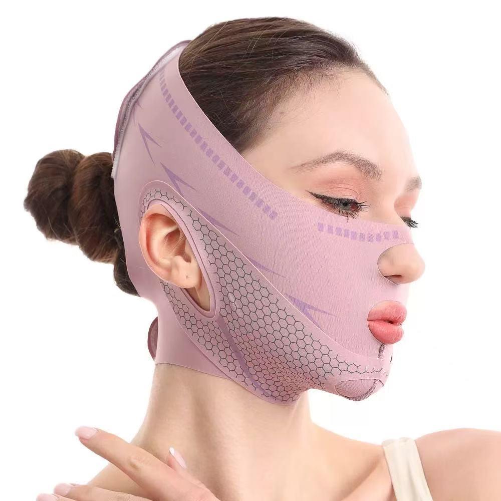 V-Shaped Face Lifting Mask, Double Chin Reducer, Jawline Sculpting Face Slimming Strap for Women & Men, V-Line Face Lift Tape, Anti-Wrinkle Facial Bandage, Reusable Face Lifting Belt, Durable, Invisible Elastic Face