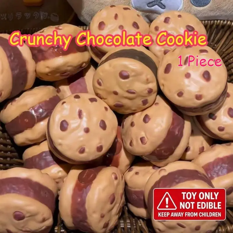 Crunchy Chocolate Cookie Squishy Toy Building Blocks Filled Stress Ball Squeeze Toy ASMR Anti Stress Release Hand Relax Gift Toy Squishies Stress Relief