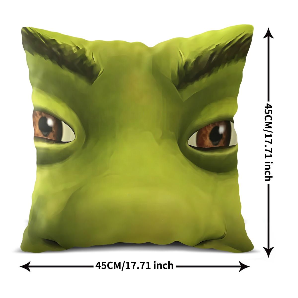 Shrek Pattern Pillow, 1 Piece Includes Pillow Core, Soft And Durable, Suitable For Children And Adults, Daily Holiday Birthday Gift, Bedroom Decoration For Bed, Sofa, Car