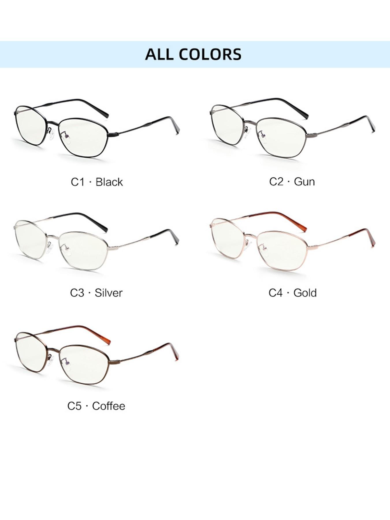 Mira Women's Simple Metal Frame Blue Light Blocking Glasses, Fashion Retro Oval Frame, Unisex Interchangeable Prescription Lenses G032OP