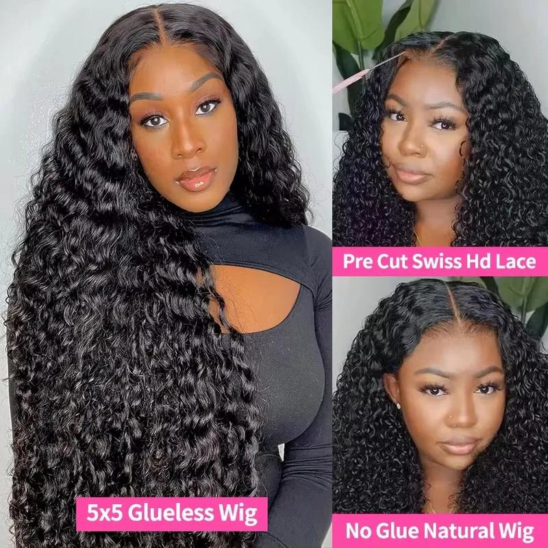 Bling Hair Easy Wear Ready and Go 5x5 HD Lace Closure Deep Wave Human Hair Wigs 6x4 Curly Glueless Wigs Pre Plucked Pre Cut Pre Bleached Lace Wig For Women Beginner Friendly with Baby Hair TikTokShopHolidayHaul