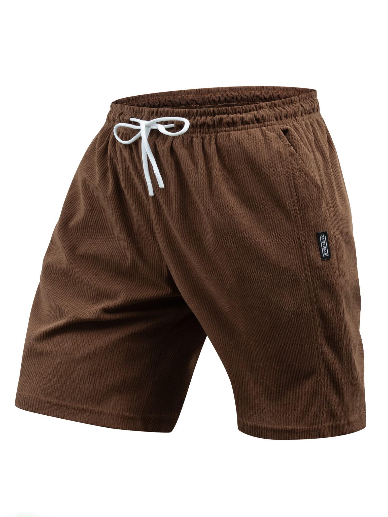 Men's Sporty Casual Shorts, Summer Chenille Elastic Waist Comfortable Breathable, Beach Outdoor Hiking Daily Commute