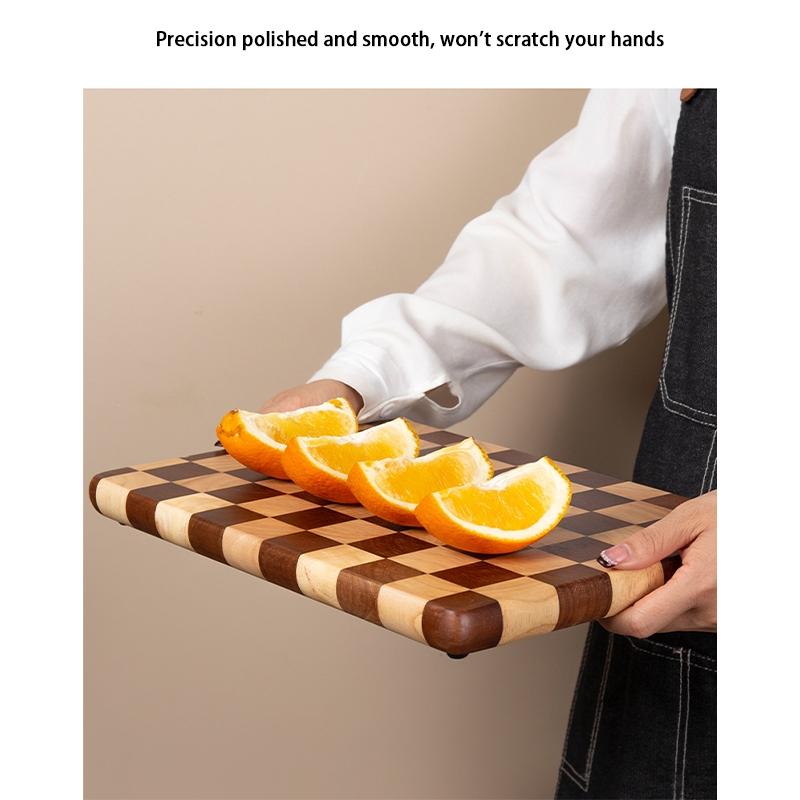 1PC Creative Checkered Wooden Cutting Board, Home Chopping Board, Mosaic Vegetable Cutting Board, Kitchen Food Prep Board, Fruit Solid Wood Board, Cooking Cutting Board, Durable Cutting Boards, Kitchenware