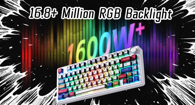 Aula F75 Mechanical Keyboard, Wireless RGB Backlit Gaming Keyboard w/Hot-Swap Socket & Knob, Gasket Mount Pre-lubed Reaper Switches, Bluetooth/2.4GHz/Type-C, Creamy Sounding Manga Keycaps