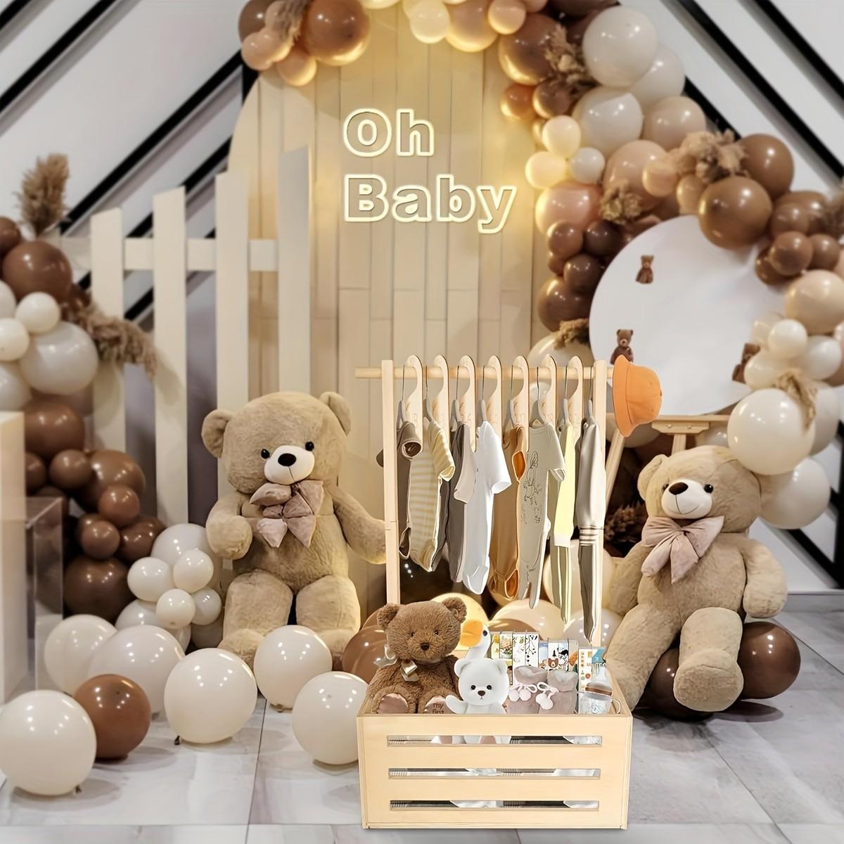 Large Size Wooden Storage Basket Youngster Shower Crate Closet, Youngster Shower Decorations Youngster Wooden Storage Crate with Handle Baby Shower Gifts Basket for Boys & Girls, Pregnancy Gifts, Suitable for Christmas and Halloween Gifts