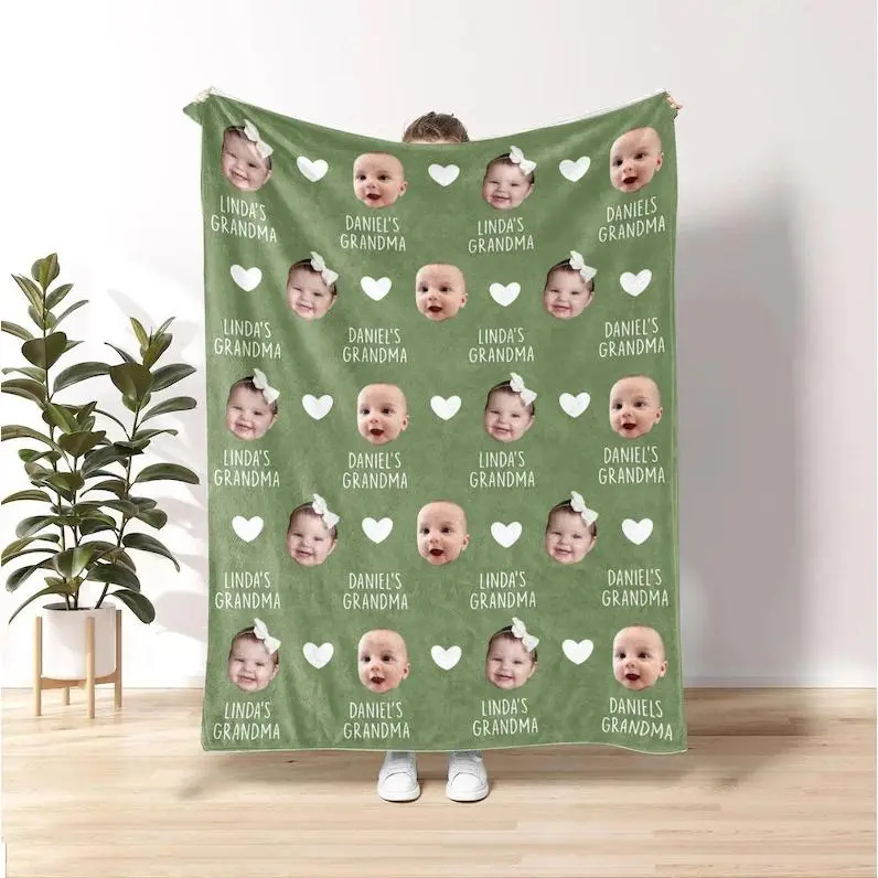 Customized Face Blanket Funny Gift, Personalized Photo Blanket with Faces, Unique Picture Blanket, Birthday Gift for Family, Couple, Pet