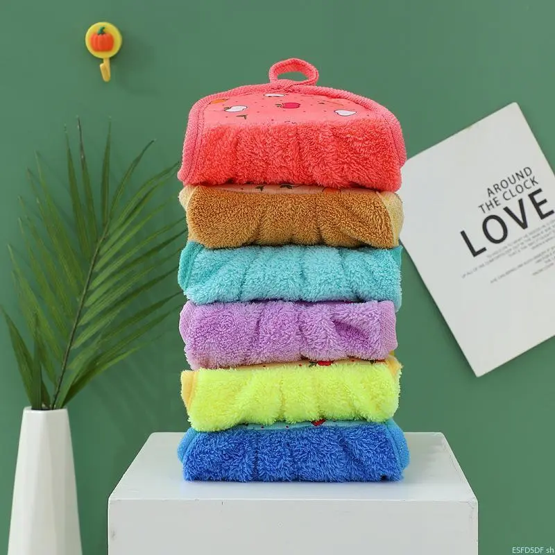 Thick Texture Hangable Coral Fleece Hand Towel - Soft Luggage Cleaning & Care Bag Accessory for Indoor Care, Kitchen Use, Hangable Towel, 6 Pcs Pack, Hangable Loop, Kitchen Care july polish kit